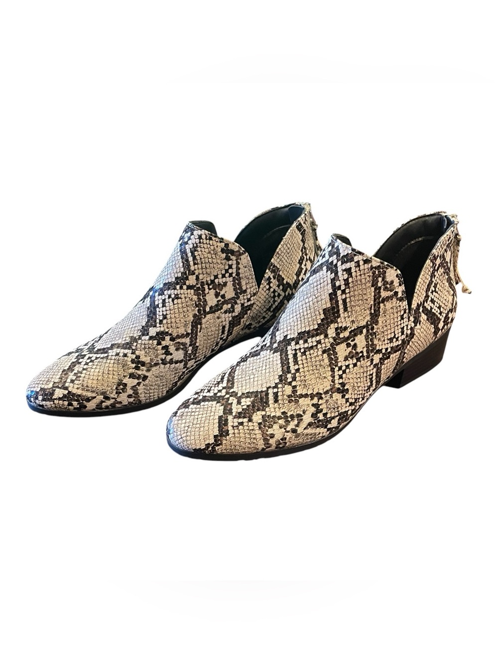 Kenneth Cole Reaction Booties Womens 9.5 Side Skip Snake Print Boot Shoes